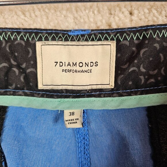 7 Diamonds Mens Size 38 Performance Shorts Blue - Picture 3 of 6